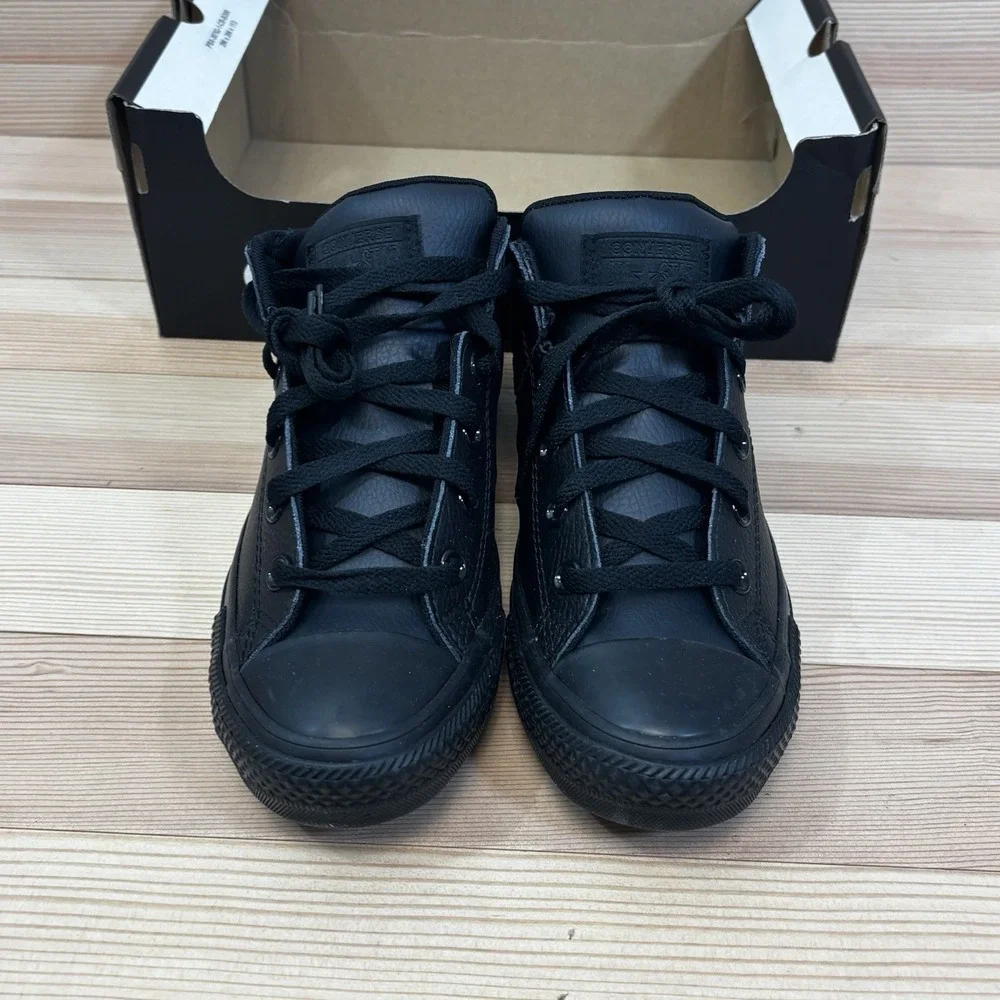 Converse Kids All-Black Mid-Top Sneakers
